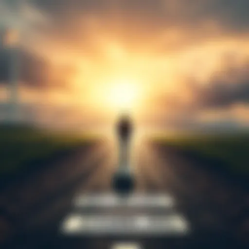 A person choosing recovery over gambling A person standing at a crossroads, choosing a path labeled 'Recovery' over a path labeled 'Gambling'.