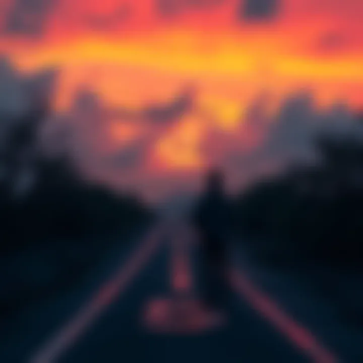 Reflection on Day 7 A person standing at a crossroads, pondering their path forward, symbolizing new challenges and reflections on Day 7.