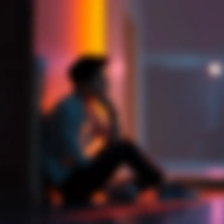 A person sitting in a quiet space, contemplating their feelings with a thoughtful expression.