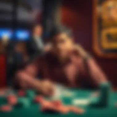 A thoughtful individual sitting at a table with playing cards and chips, contemplating their gambling journey