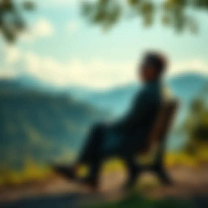 A person sitting on a bench looking thoughtful, surrounded by nature, symbolizing life's reflections and lessons learned.