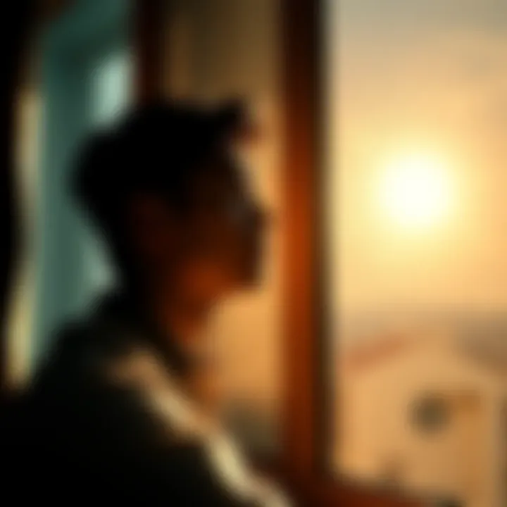 A person sitting by a window, contemplating life, with soft sunlight illuminating their face.