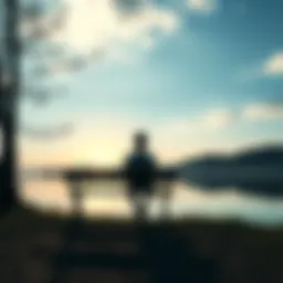 A person sitting on a bench by a lake, pondering life's challenges and acceptance.