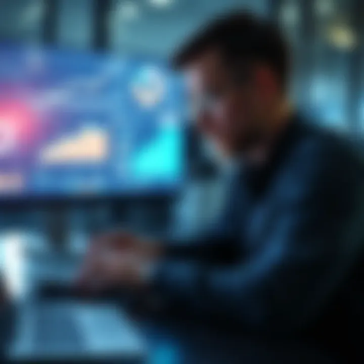 A person analyzing data on a computer with charts and graphs displayed, showcasing an effective information source for research.