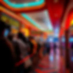 People waiting in long lines to exchange chips at Resorts World in Queens, highlighting the challenges faced by the casino