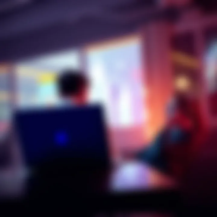 A person sitting at a table with a laptop, looking determined while planning their finances after facing gaming losses.