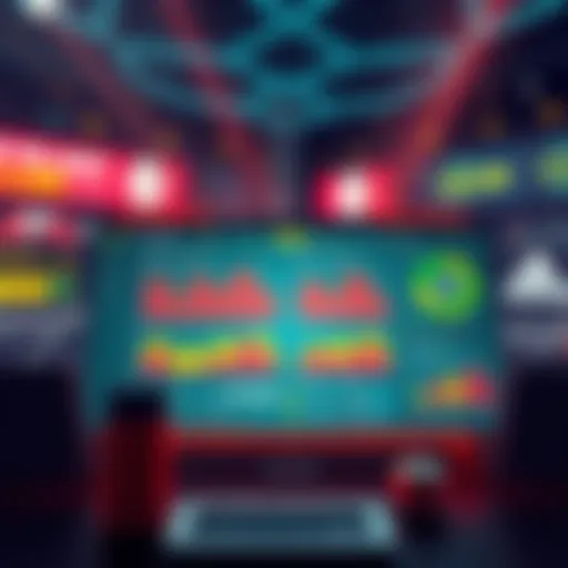 Illustration showing a futuristic sports betting interface with charts and data analysis tools
