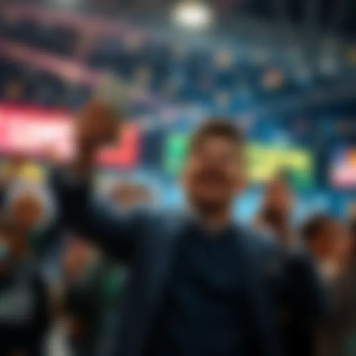 A person celebrating with cash after finishing a task successfully