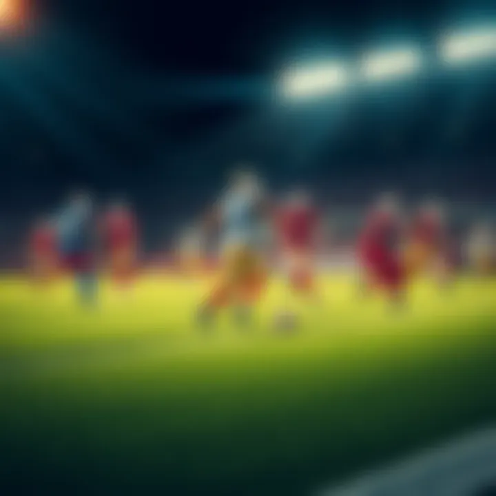 A group of college football players in action, showcasing their skills on the field during a game, with a focus on teamwork and athleticism.