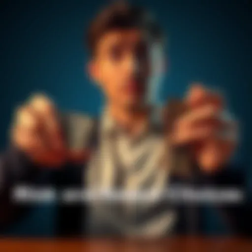 A person weighing options between a small guaranteed profit and a larger risky reward, with money in hand and a thoughtful expression.
