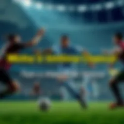 Risky Play on the Field A player making a bold move during a football game, aiming for a touchdown amid defenders.