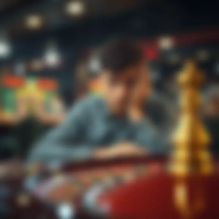 A person looking disappointed at a roulette table A person sitting at a roulette table with a distressed expression, surrounded by losing bets and chips, illustrating the emotional impact of gambling losses.