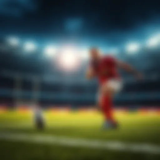 A rugby player preparing to kick a ball on the field, with betting odds displayed in the background.