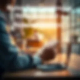 A person reading rules about creating a new account after self-exclusion, with a laptop and a notebook in front of them.