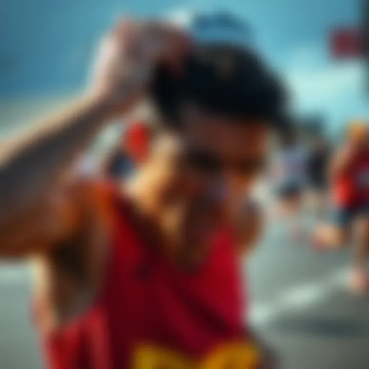Dusan showing signs of distress during a race due to high temperatures