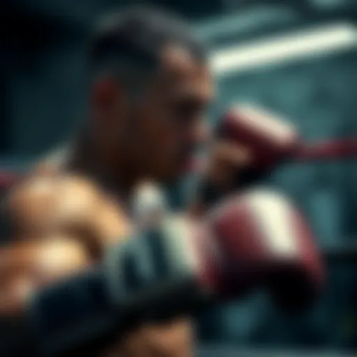 Ruziboev training in the gym, focused on his upcoming fight against Battle in the middleweight category.