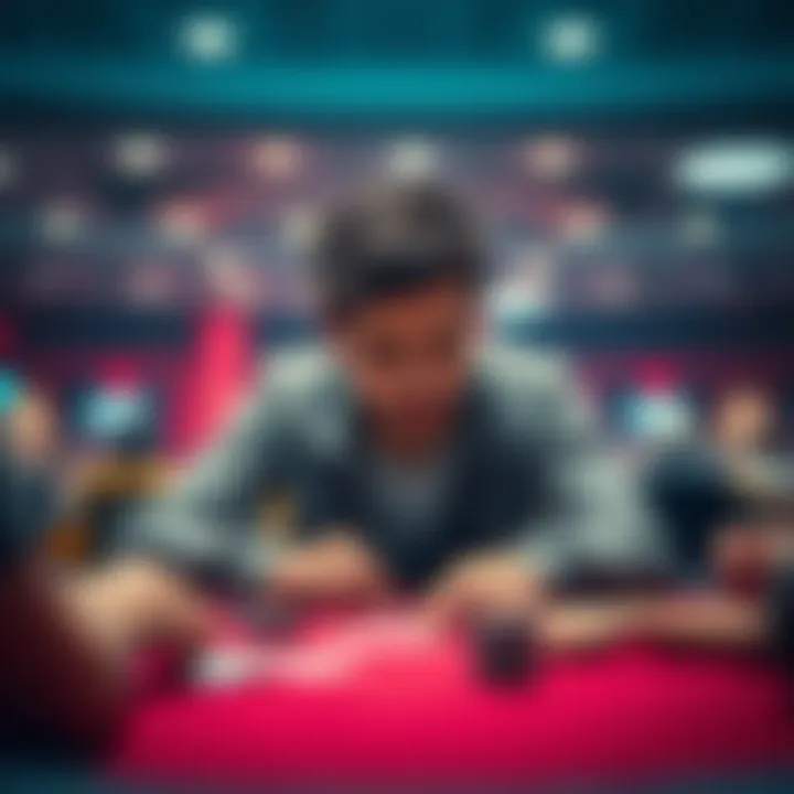 A dejected player sitting at a gaming table, looking at chips and cards, clearly upset about a missed chance to win big.