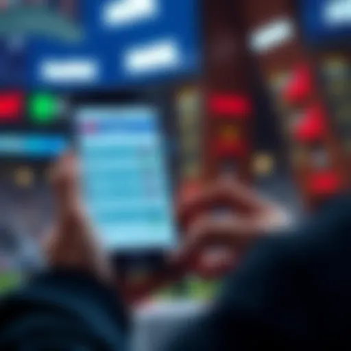 A person placing a bet on their smartphone with the FanDuel Sportsbook app open, showing betting odds on the screen.