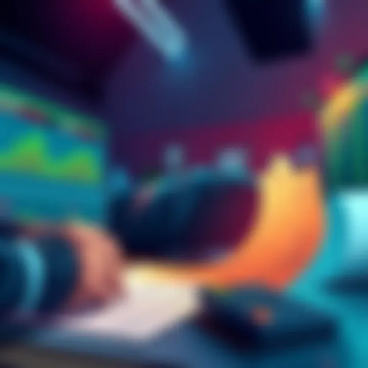 An illustration showing a person analyzing safe betting strategies with financial charts and betting slips in front of them.