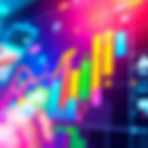 A colorful chart showing trends in sales and offers, with arrows indicating rising and falling sales.