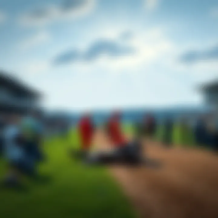 Saratoga race accident scene A view of the racetrack at Saratoga featuring emergency responders attending to a fallen horse, with spectators looking on in concern.