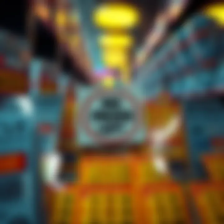 A display of scratch-off lottery tickets with some showing a 'No Prizes Left' sign, indicating inactive prizes, in a store setting.