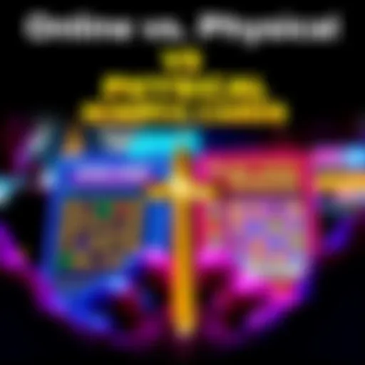 A comparison of online and physical scratch cards showing different winning chances and players engaging with both types