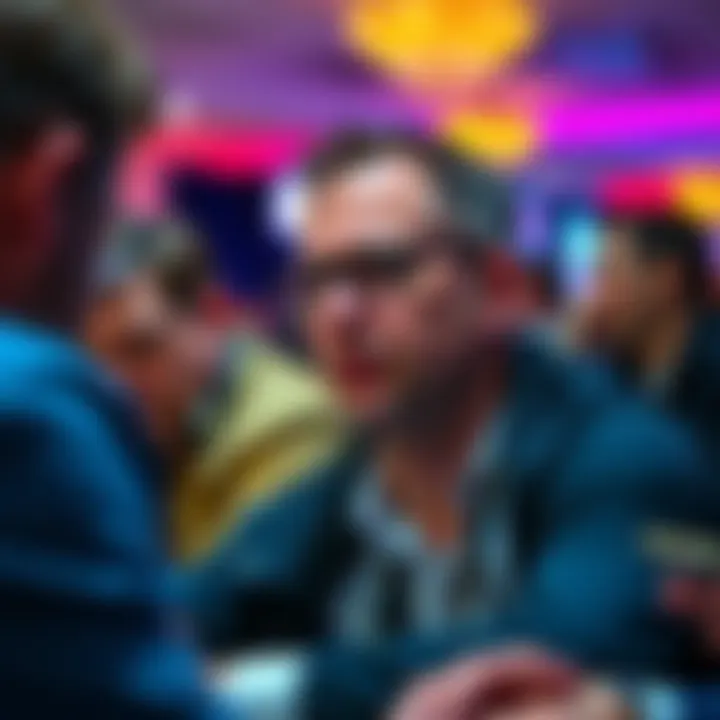 Sean Perry speaking about Daniel Negreanu at the WSOP $50K High Roller event, drawing attention from others around him.