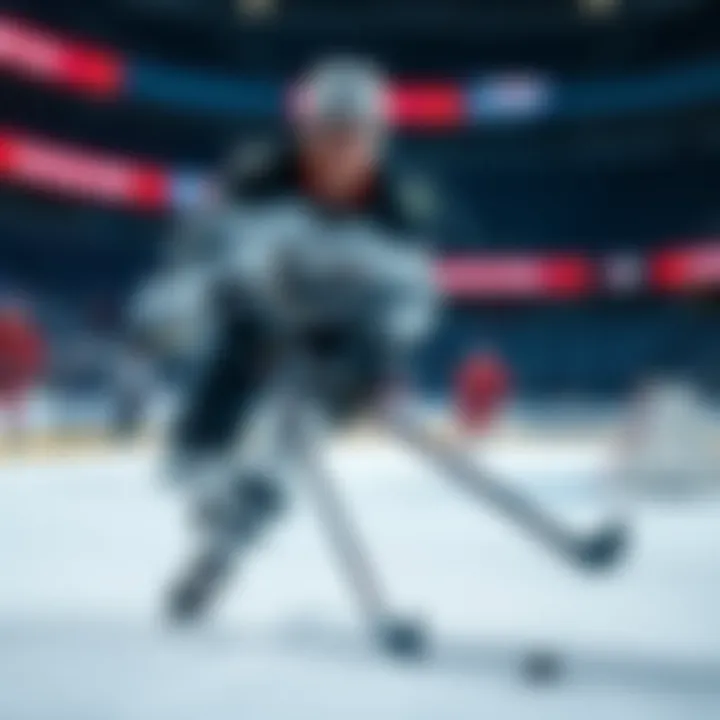 Sean Durzi skating on the ice during an NHL game, focused on the puck and wearing his team uniform.