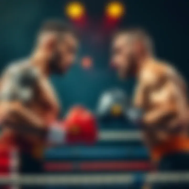 Sean and Merab prepare for an intense match in the ring, showcasing their fighting postures and determination.