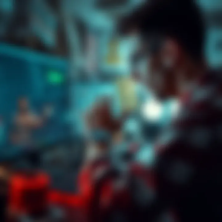 Person searching for a lost link A frustrated person looking at a computer screen, trying to find an important link, surrounded by digital clutter.