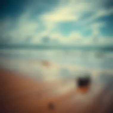 Secluded beach with a lost item A secluded beach with a forgotten item washed ashore, symbolizing lost events and unanswered questions.