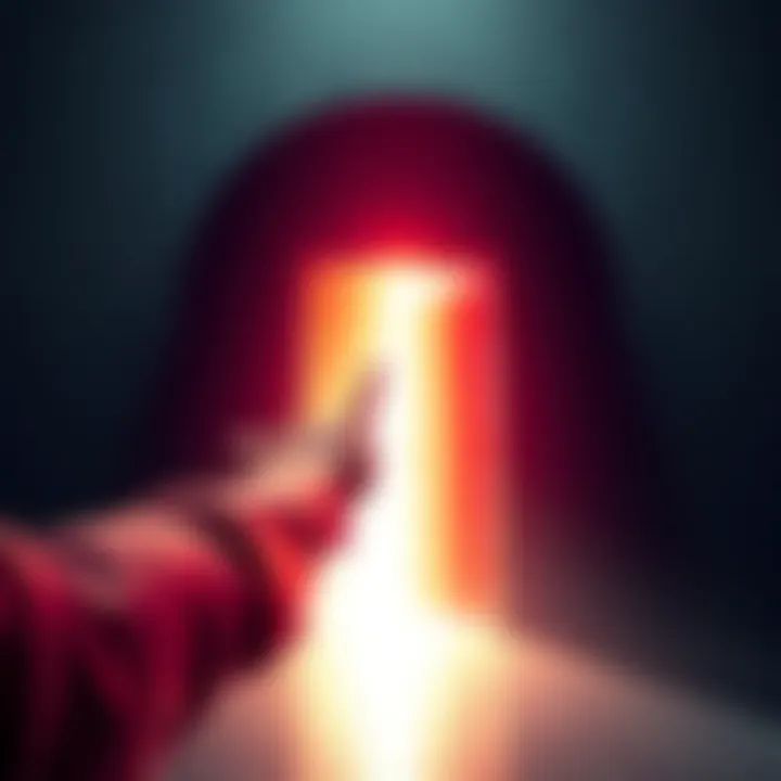 A person reaching for a bright door symbolizing new opportunities in life