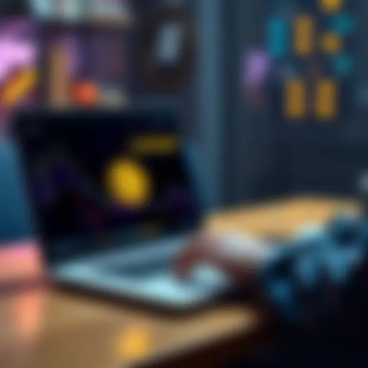 A person using a laptop to send cryptocurrencies securely for staking on the Coinbase platform