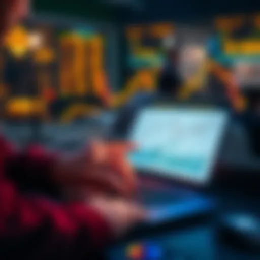 A person analyzing investment charts and adjusting financial settings on a laptop to optimize their stake.