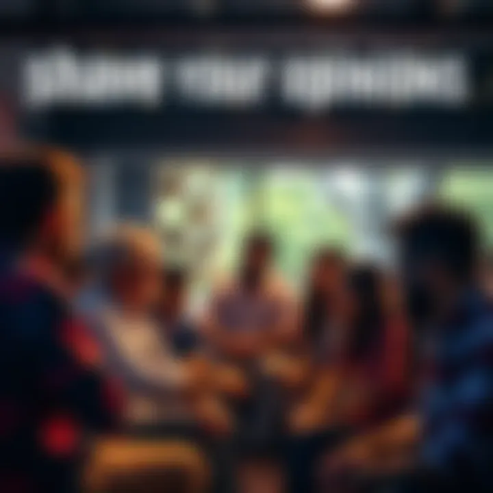 A group of diverse people engaging in conversation and sharing ideas in a community setting