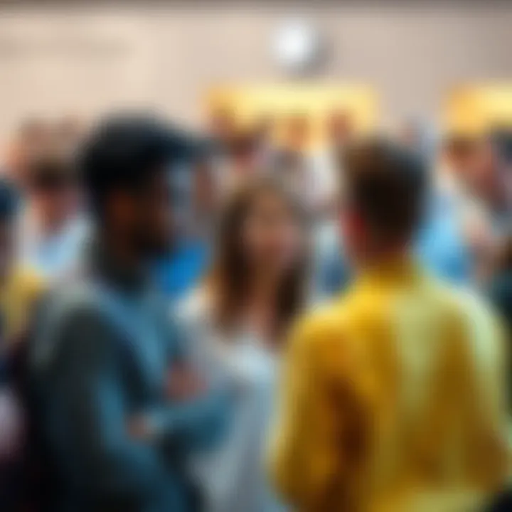 A diverse group of people engaging in discussions on forums about current events and opinions.