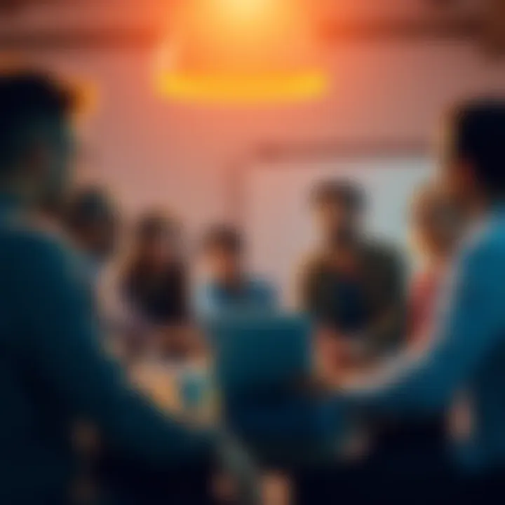 A group of people discussing and sharing effective strategies in a meeting setting