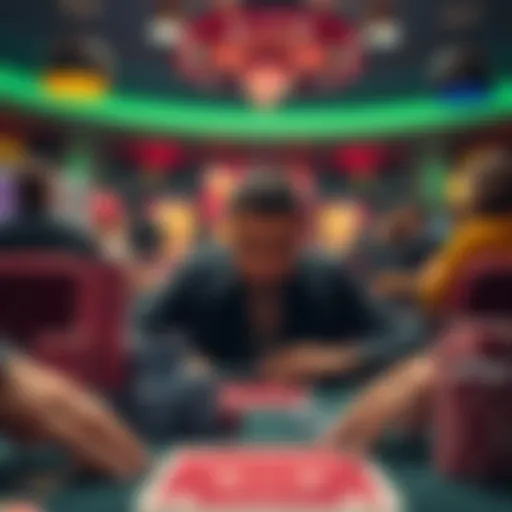 Short stack poker game A poker game at a casino showing a player with a short stack of chips, focusing on their betting behavior and strategies to maximize winnings.