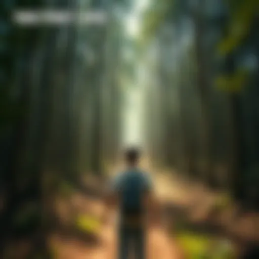 A person looking at various paths in a forest, symbolizing different perspectives and choices.