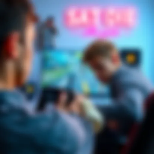 A gamer looking disappointed while holding a game controller in front of a computer screen showing Skate or Die gameplay