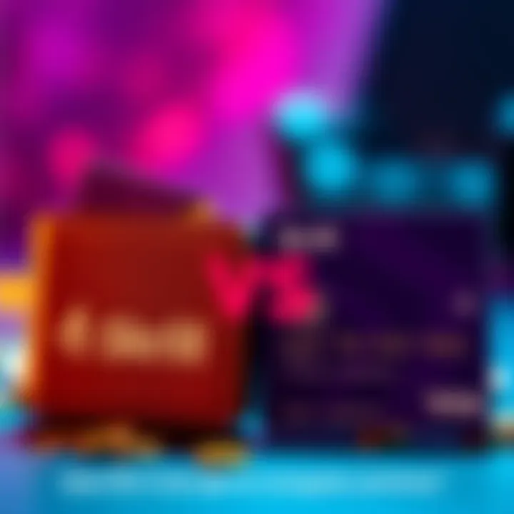 Skrill vs Debit Card A comparison of Skrill and debit card options for cashing out rewards. One side shows a digital wallet icon with Skrill logo and the other side shows a debit card.