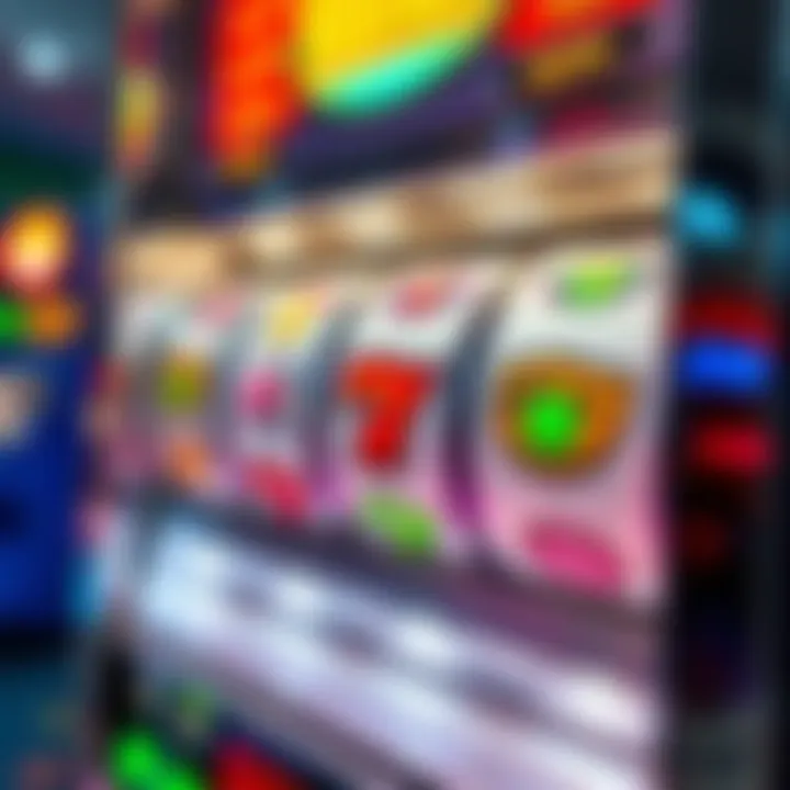 A colorful slot machine displaying three different bonus icons and spinning reels