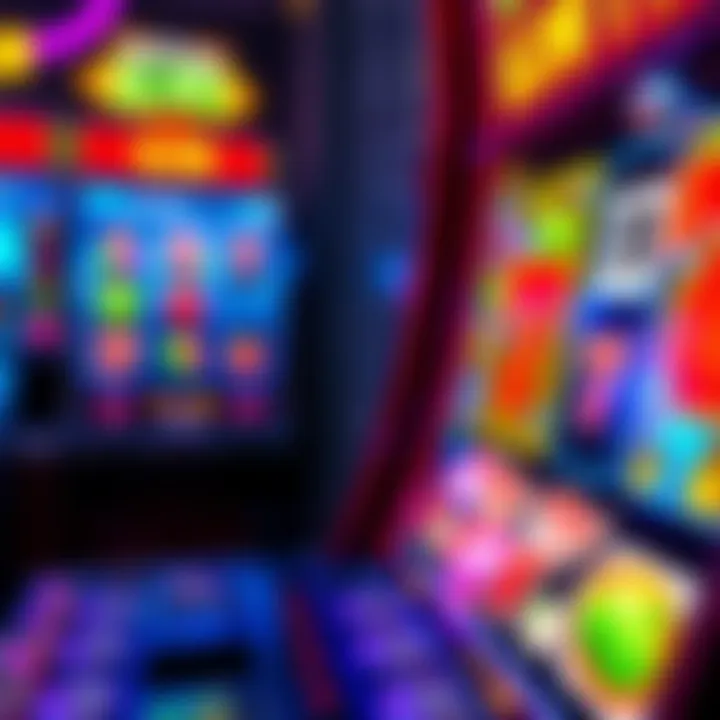 A colorful slot machine with spinning reels showing various symbols like fruits and lucky sevens, representing a beginner's experience in playing slots.