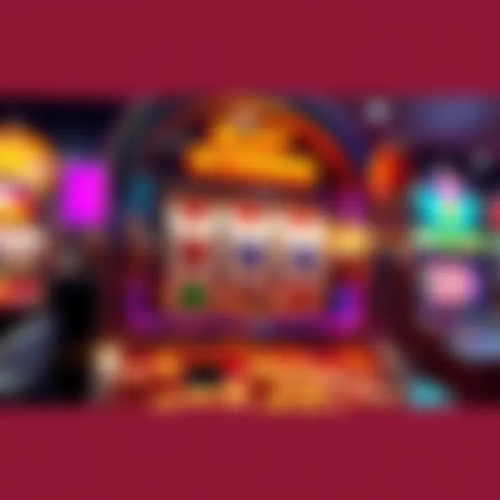 A bright slot machine showing jackpot winnings, with colorful symbols and coins spilling out, symbolizing high-stakes gambling.