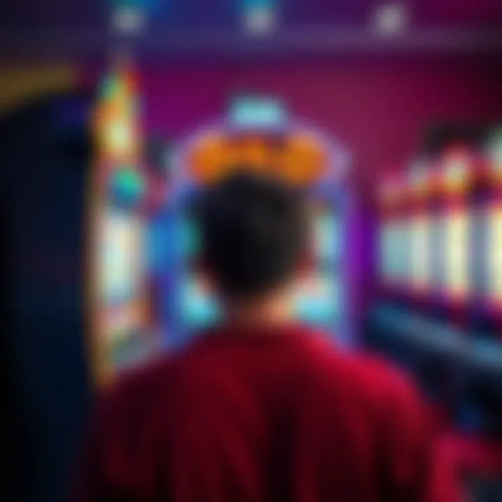 Slot machine victory A player looks frustrated in front of a slot machine that has vanished from the screen after a big win.