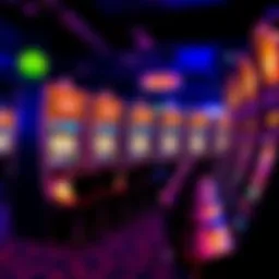 Colorful slot machines arranged in a row, showing one dollar betting options and bright lights, inviting players to try their luck.