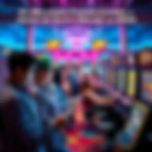 A group of players enjoying various online slot games on their devices, showcasing excitement and potential winnings