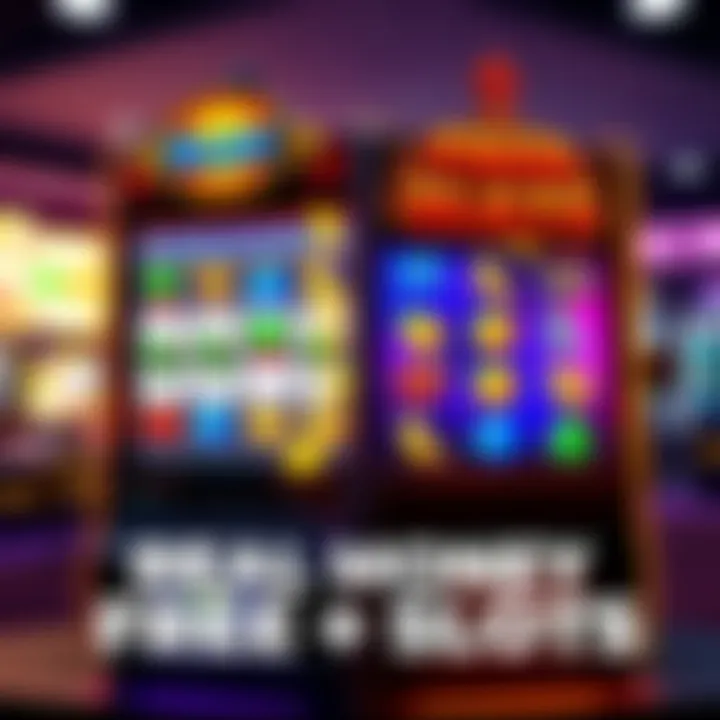 Comparison of Real Money Slots and Free Slots A split image showing a colorful slot machine for real money on one side and a free slot machine with fun graphics on the other side, highlighting the differences in gameplay.