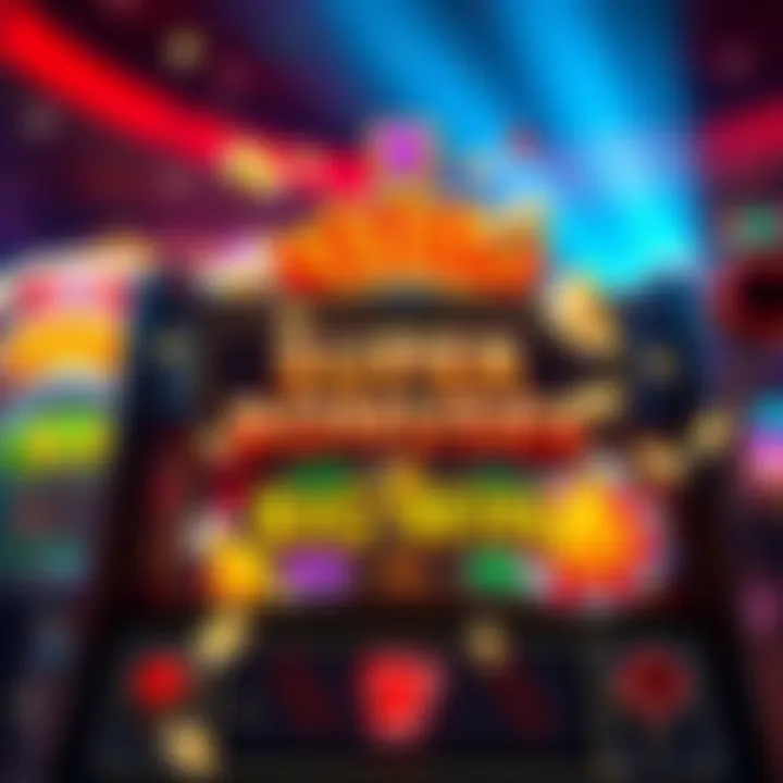 A colorful slot machine screen showing various symbols and a big win notification, representing slots that offer super bonuses without extra bets.